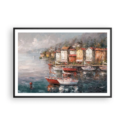 Pôster com moldura preta - Refúgio romântico - 100x70 cm