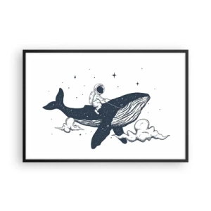 Pôster com moldura preta - Aventura espacial - 91x61 cm