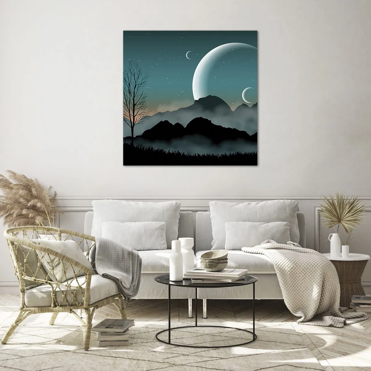 Quadro em vidro - Carnaval de uma noite estrelada - 30x30 cm