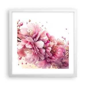 Pôster em moldura branca - Flor de cerejeira - 40x40 cm