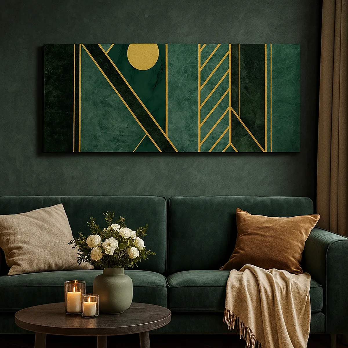 Quadro em tela - A dinâmica do ouro e do azul - 30x30 cm