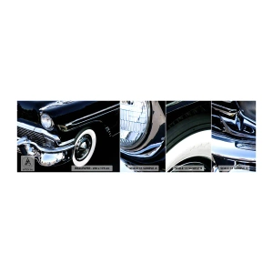 Amostra de papel de parede autocolante Deluxe Sticker - Clássicos em prata, preto e branco - Automotivo, Carro, Branco e preto - 100x30 cm