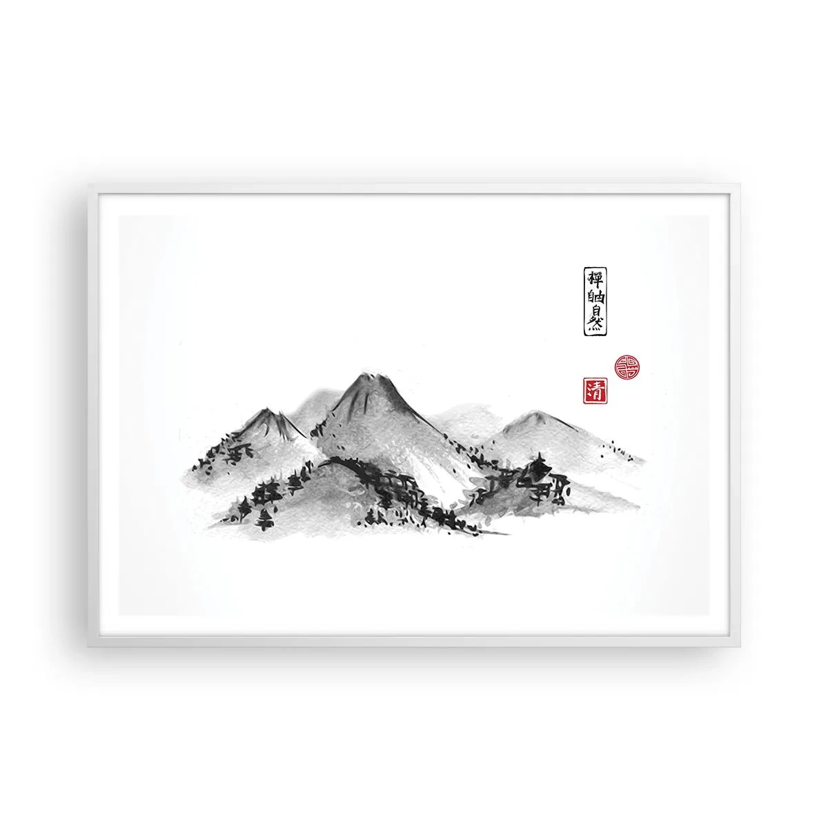 Pôster em moldura branca - Para além do vale - 100x70 cm