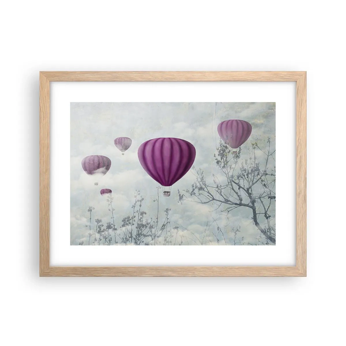 Pôster com moldura de carvalho claro - Como navios no céu - 40x30 cm