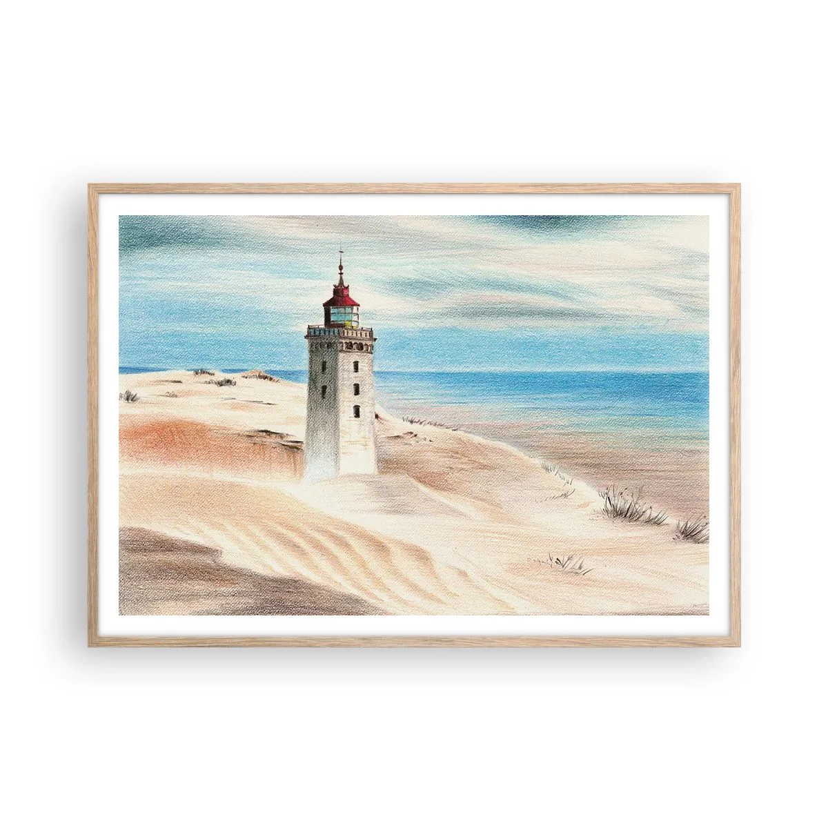 Pôster com moldura de carvalho claro - Sempre a olhar para o mar - 100x70 cm