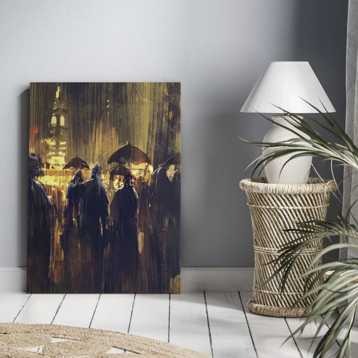 Quadro em tela - Os seguidores da chuva - 55x100 cm