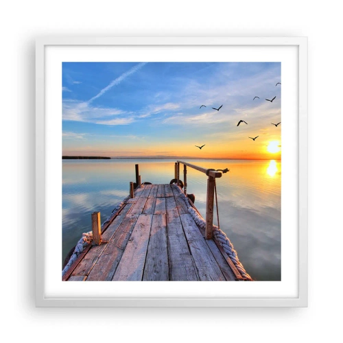 Pôster em moldura branca - Caminhando em direção ao sol - 50x50 cm