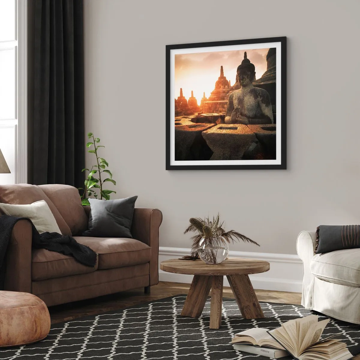 Pôster com moldura preta - Clima de grande sabedoria - 40x40 cm