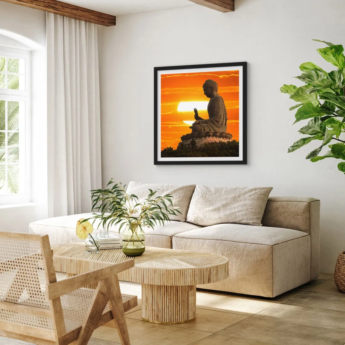 Pôster com moldura preta - Sem medo do mundo - 40x40 cm