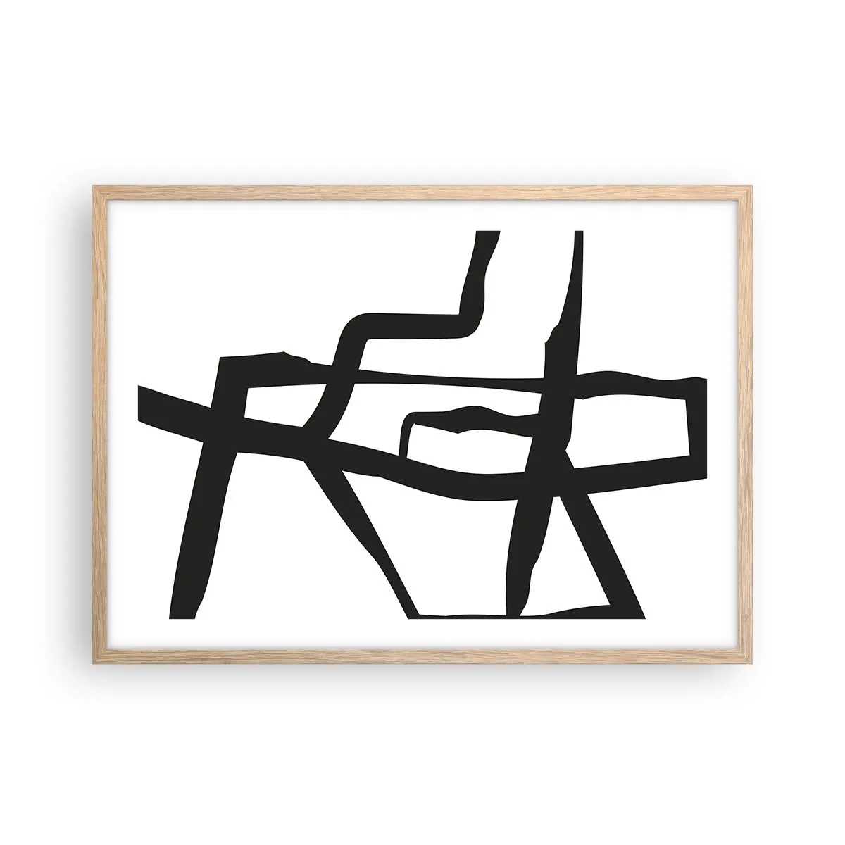 Pôster com moldura de carvalho claro - Projeto preto e branco - 70x50 cm