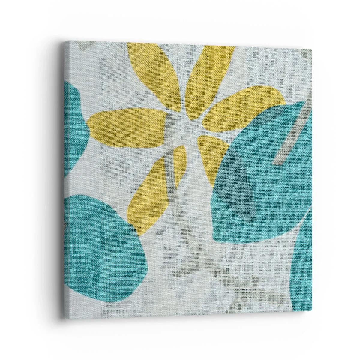 Quadro em tela - Entre as folhas azuis - 40x40 cm