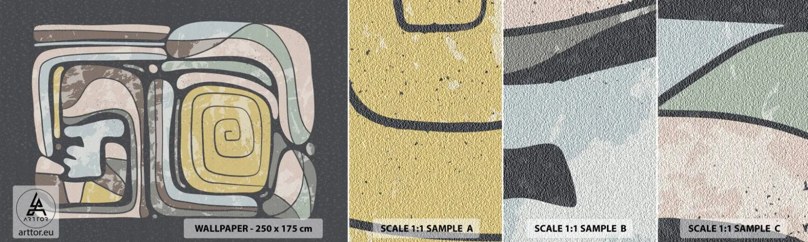 Amostra de papel de parede autocolante Deluxe Sticker - Abstração no espírito pré-colombiano - Abstração, Boho, Idoso - 100x30 cm