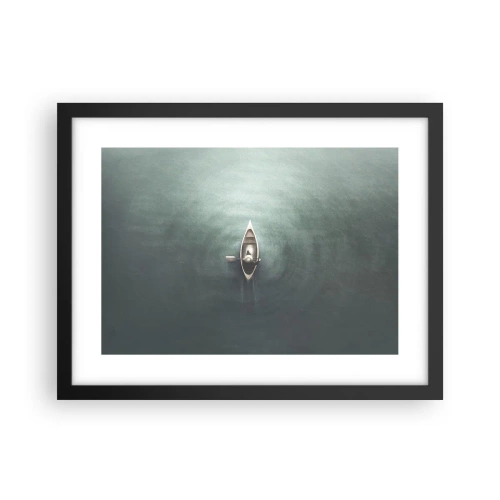 Pôster com moldura preta - Através do lago da lua - 40x30 cm