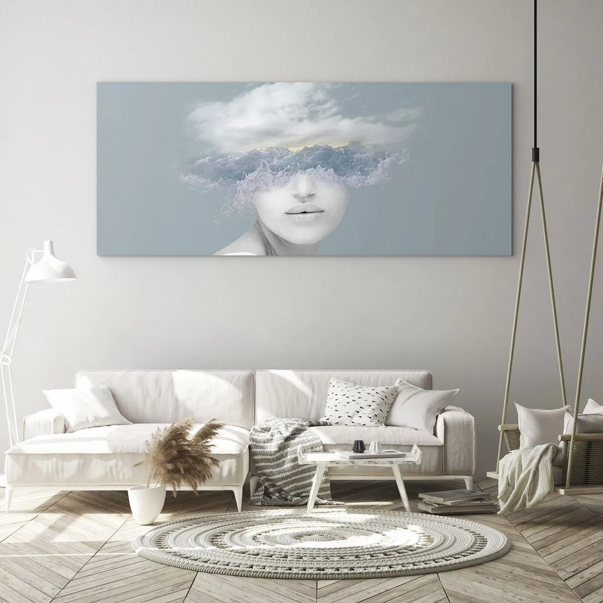 Quadro em vidro - Com a cabeça nas nuvens - 120x50 cm