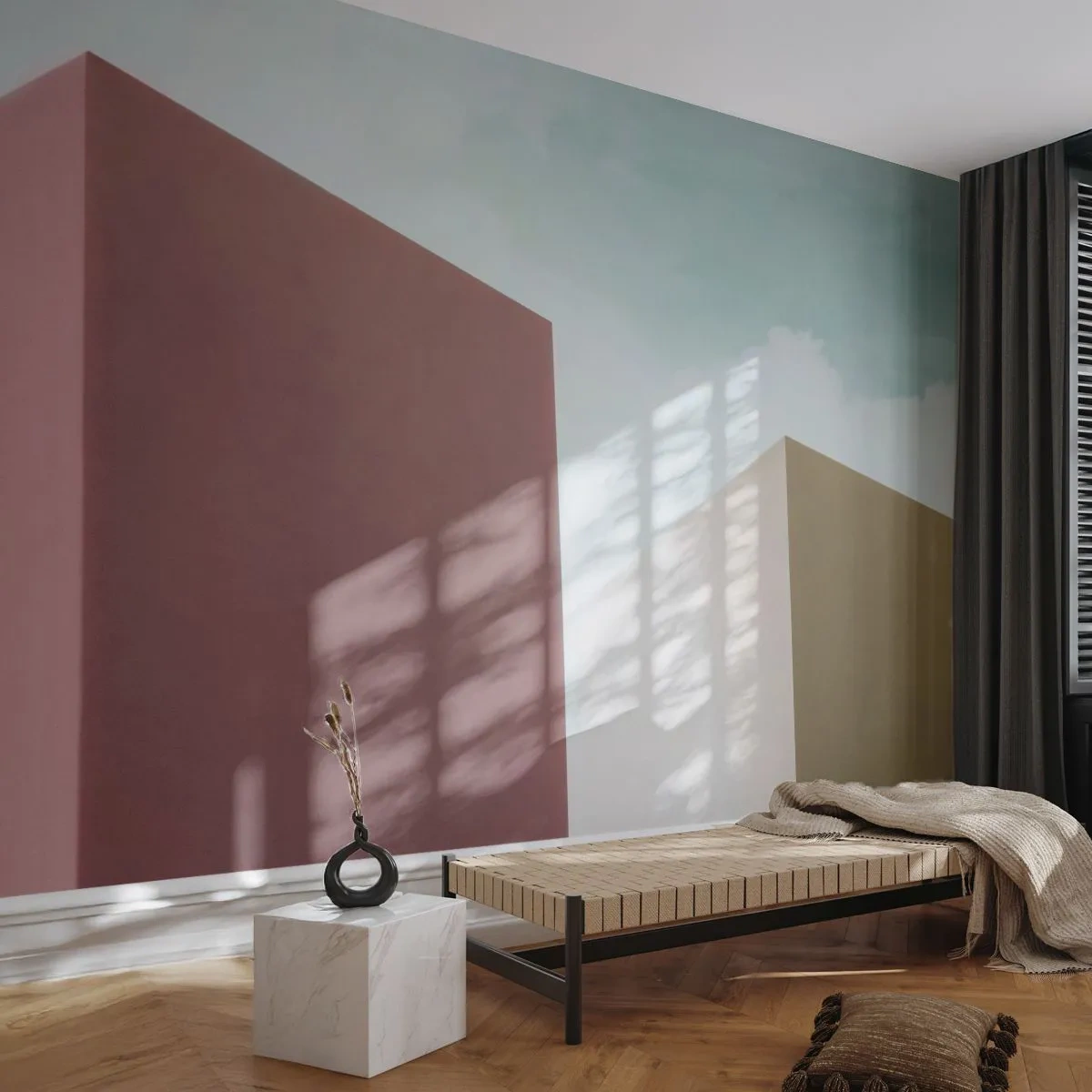 Papel de Parede Premium Canvas - A geometria de um verão ensolarado - Edifícios, Arquitetura, Tridimensional - 400x280 cm