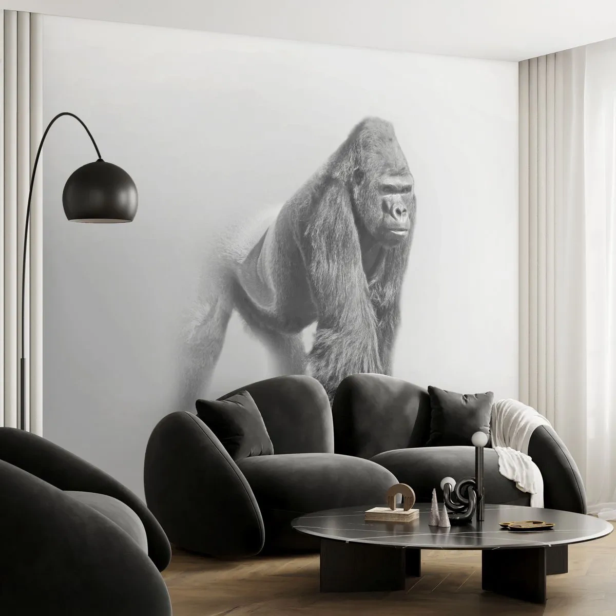 Papel de Parede Premium Canvas - Confiante na sua força - Animais, Gorila, Macaco - 400x280 cm