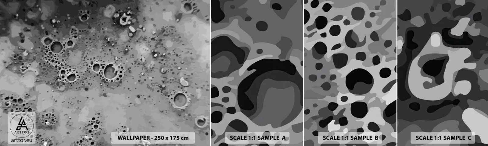 Amostra de papel de parede autocolante Deluxe Sticker - Como uma paisagem lunar - Composição, Pedaço, Gráficos - 100x30 cm