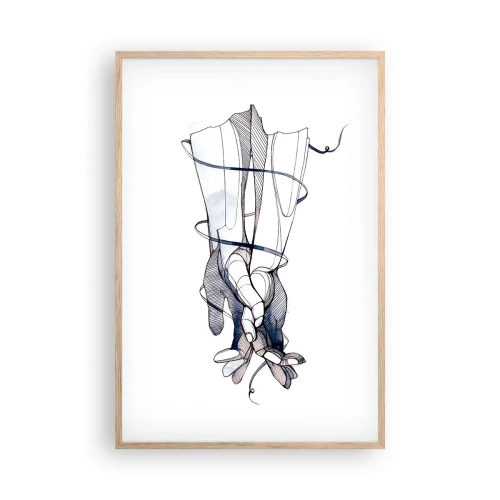 Pôster com moldura de carvalho claro - Estudo do toque - 61x91 cm