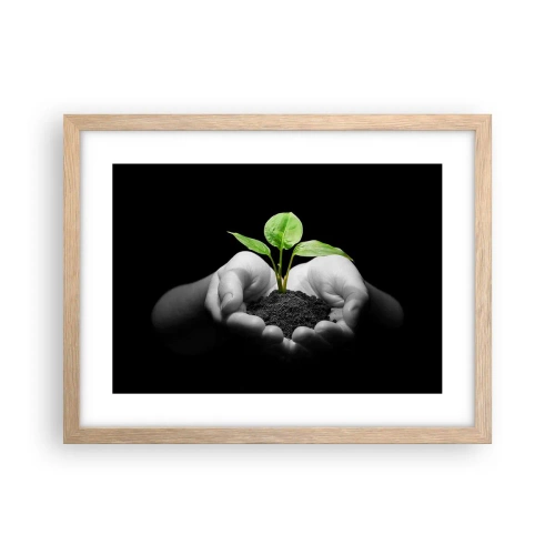 Pôster com moldura de carvalho claro - Eu amo a natureza, eu a protejo - 40x30 cm