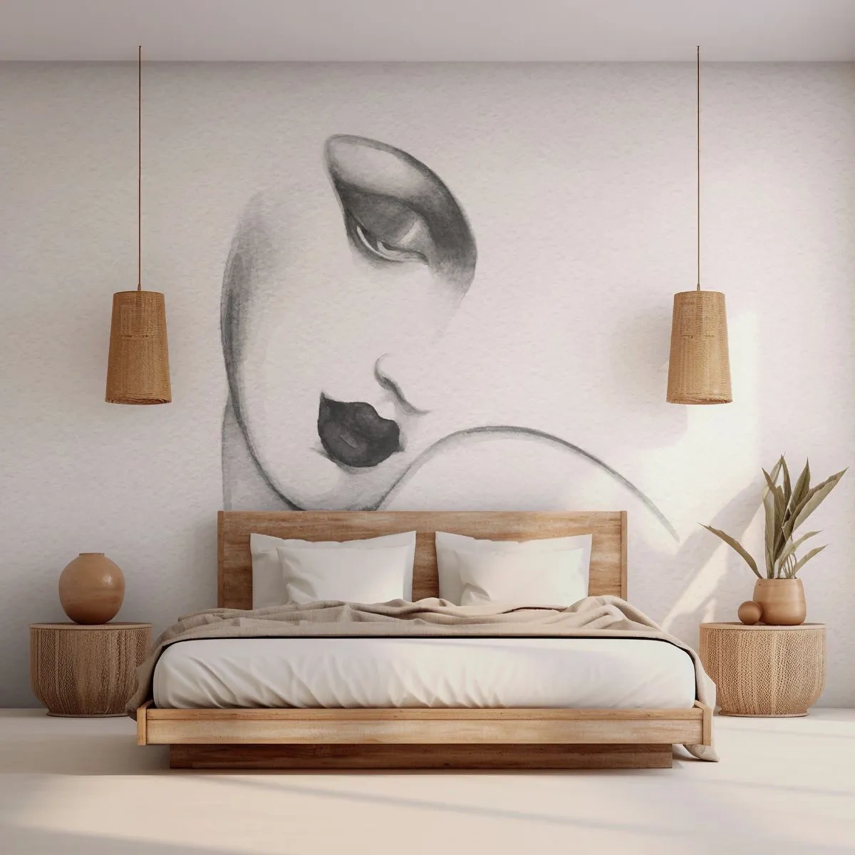 Papel de parede personalizado Adesivo Deluxe Sticker - No estilo de Łempicka - Retrato de uma mulher, Rosto de Mulher, Pedaço