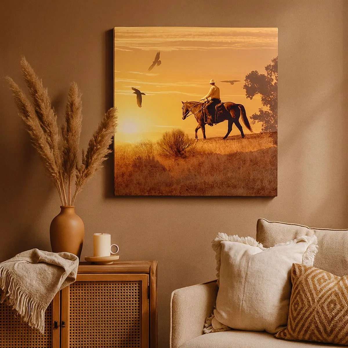 Quadro em tela - Sozinho em toda a pradaria - 30x30 cm