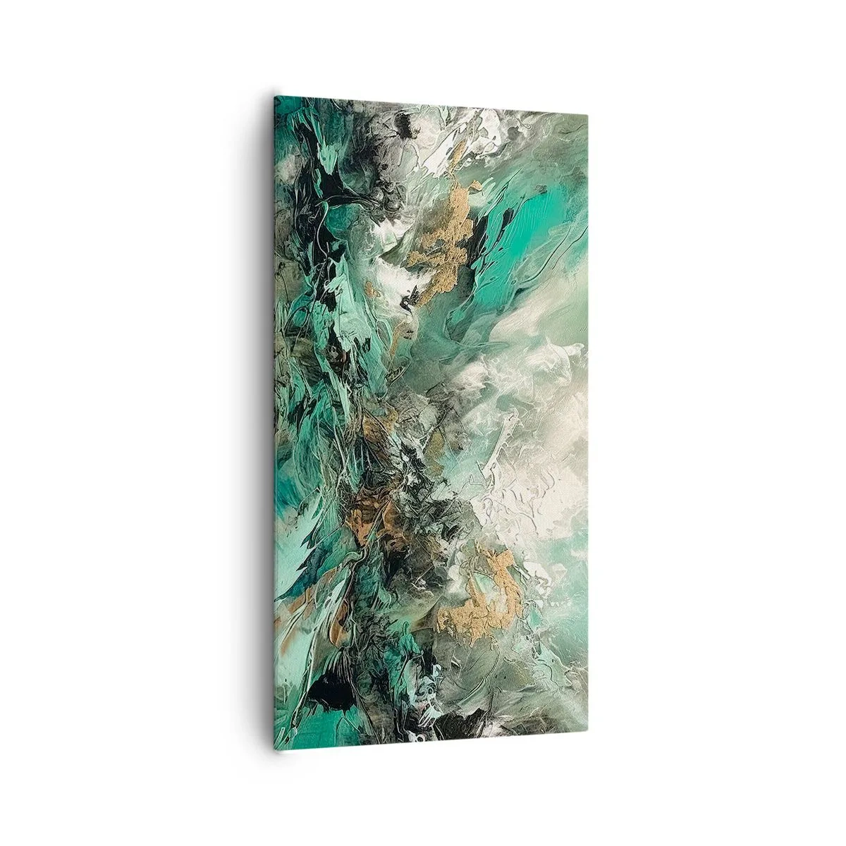 Quadro em tela - Surf esmeralda e preto - 65x120 cm
