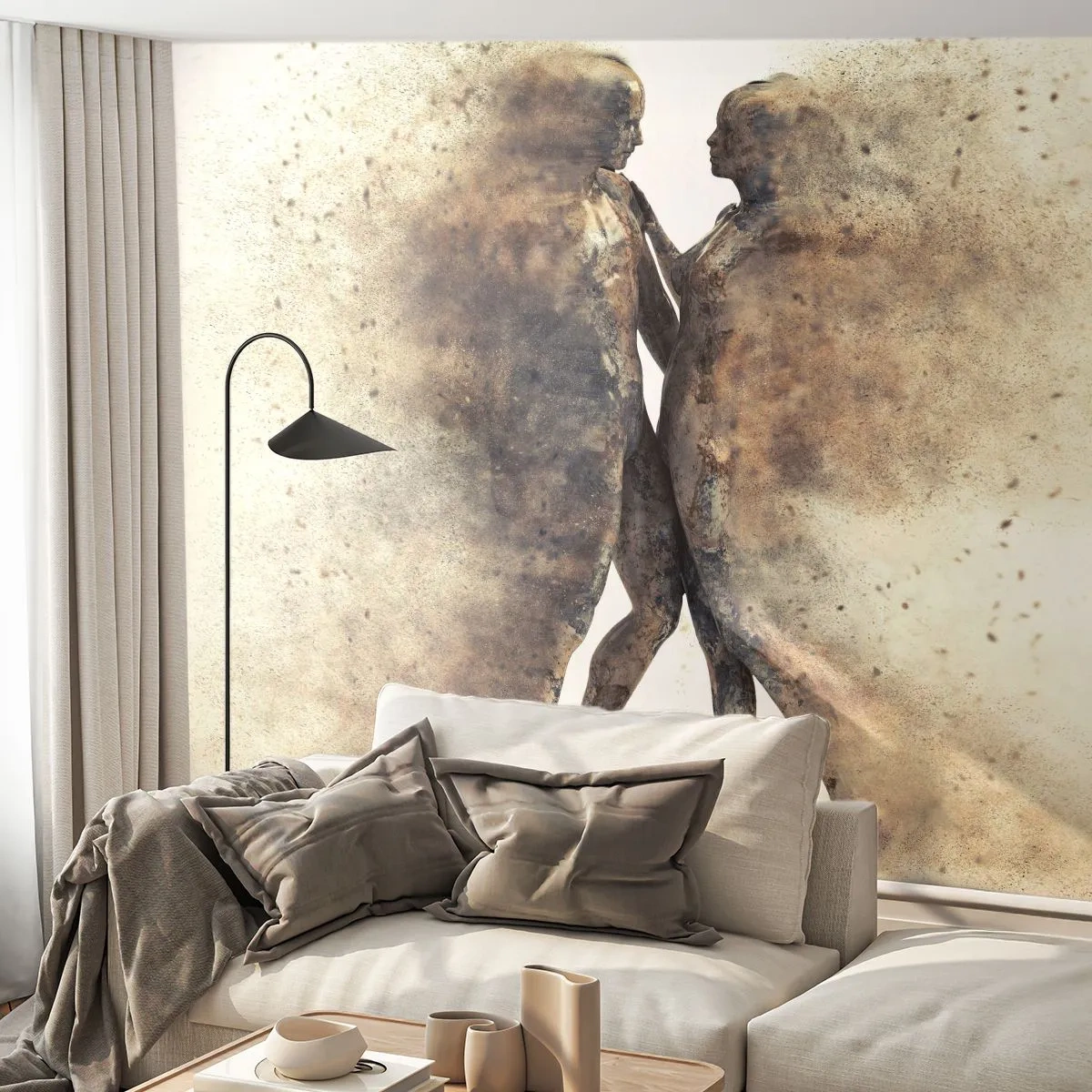 Papel de Parede Autocolante Deluxe Sticker - Do pó vieram para amar - Abstração, Mulher e Homem, Amor - 150x105 cm