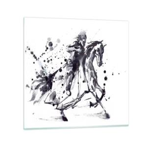 Quadro em vidro - Cavaleiro Negro - 40x40 cm