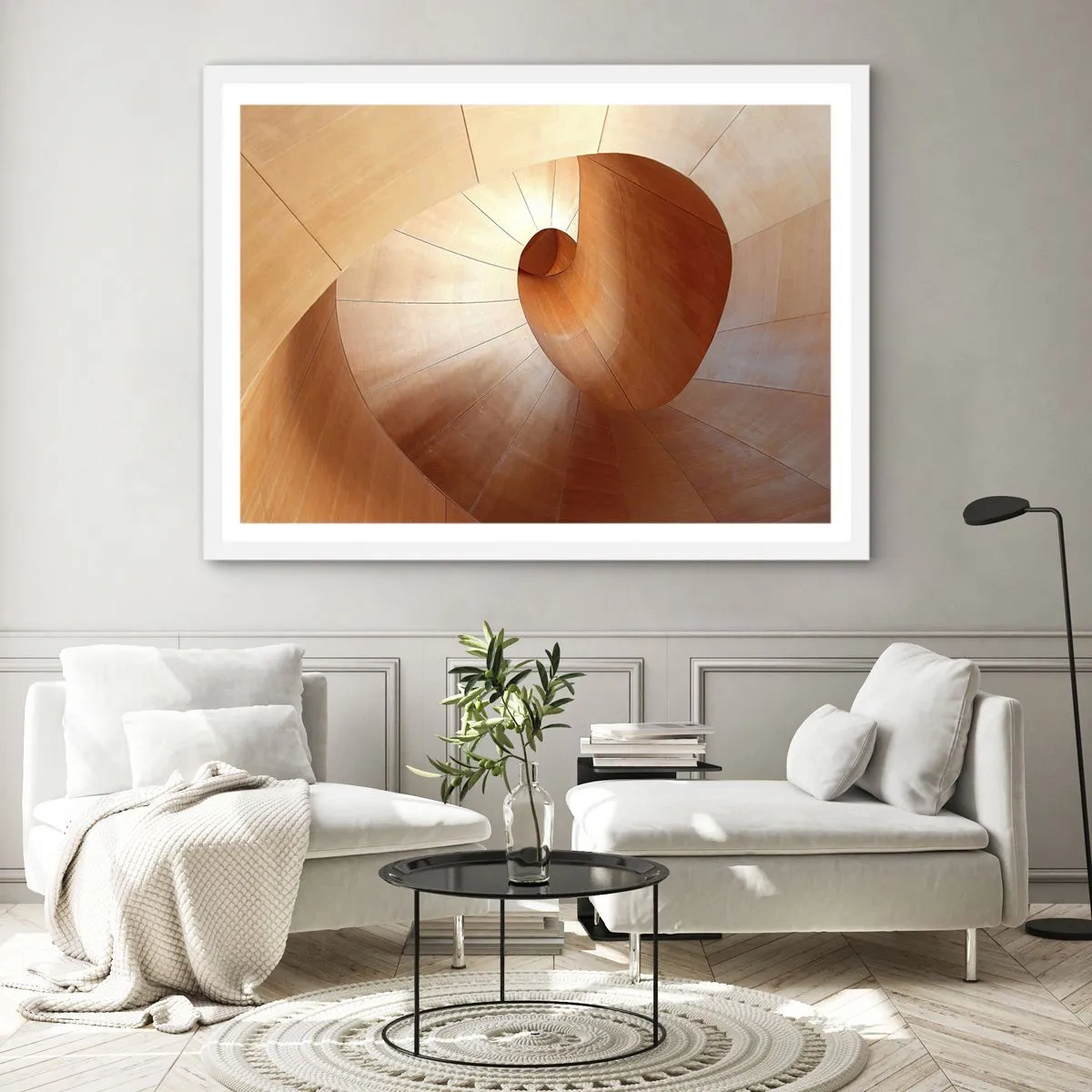 Pôster em moldura branca - Serpentina arquitetônica - 100x70 cm