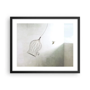 Pôster com moldura preta - Enfim a liberdade - 50x40 cm