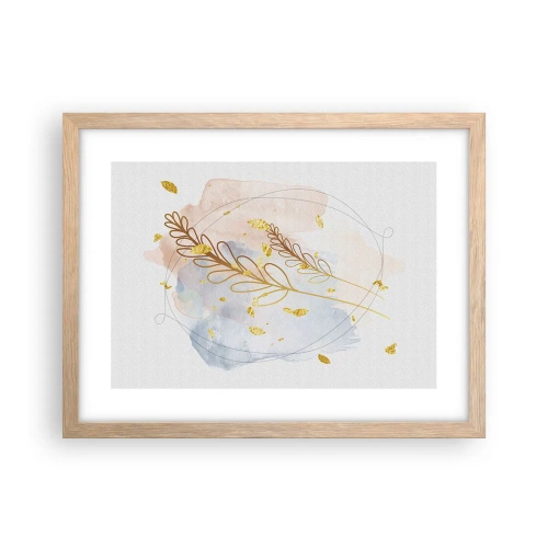 Pôster com moldura de carvalho claro - Explosão dourada - 40x30 cm