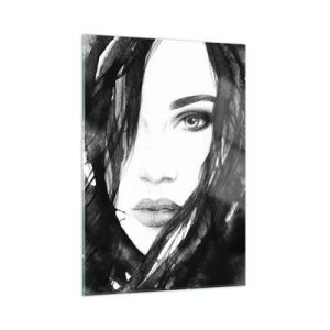 Quadro em vidro - Retrato de uma dama a preto e branco - 50x70 cm