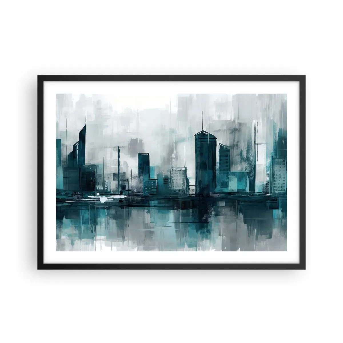 Pôster com moldura preta - Uma cidade da cor da chuva - 70x50 cm