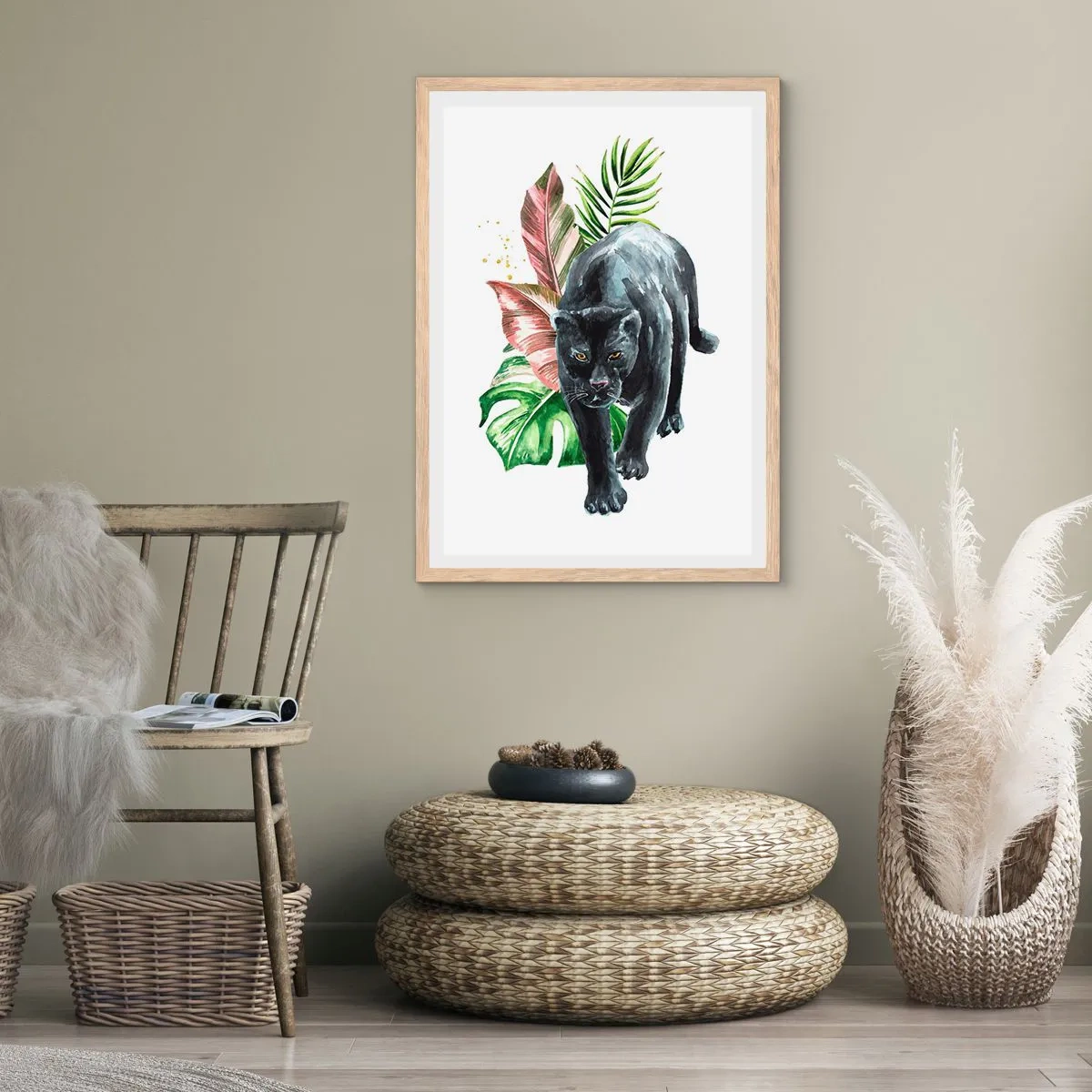 Pôster com moldura de carvalho claro - Coração selvagem - 40x50 cm