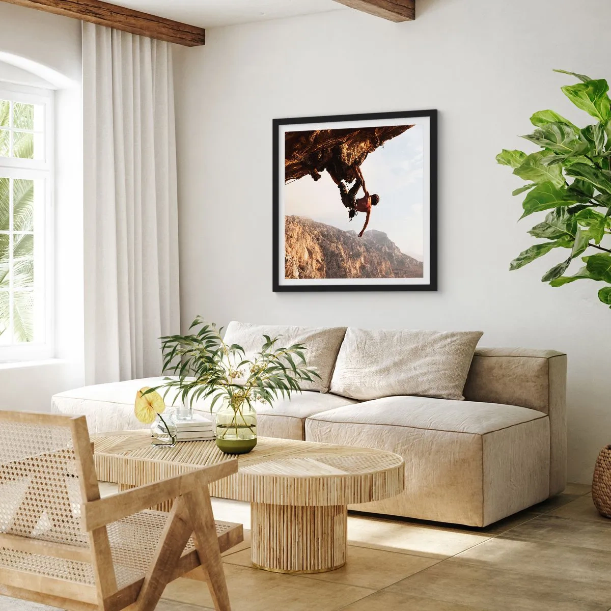 Pôster com moldura preta - O mundo encolhido num punhado de rochas - 60x60 cm