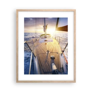 Pôster com moldura de carvalho claro - Correr sobre as ondas - 40x50 cm