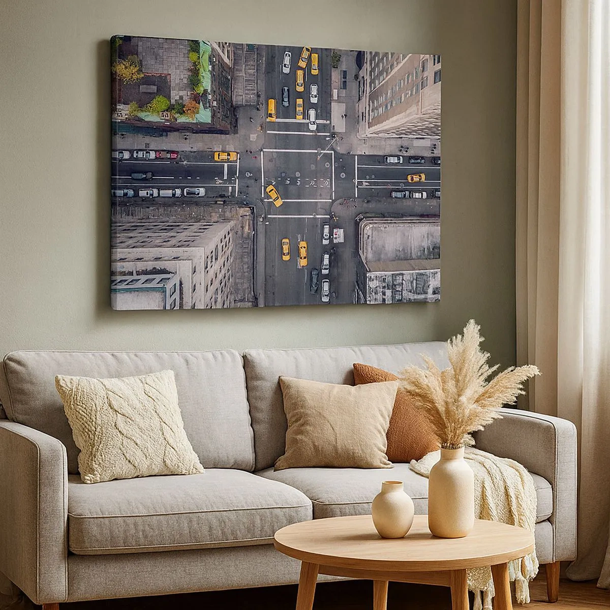 Quadro em tela - Vista aérea de uma rua movimentada da cidade - 70x50cm - Escolha simples - Decoração de parede moderna para a sala de estar e quarto ARTTOR