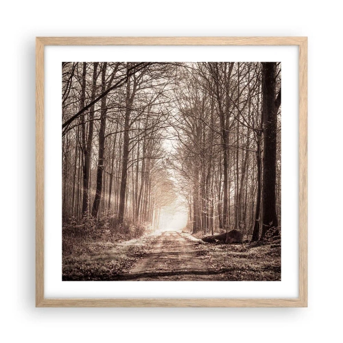 Pôster com moldura de carvalho claro - Catedral na Floresta - 50x50 cm