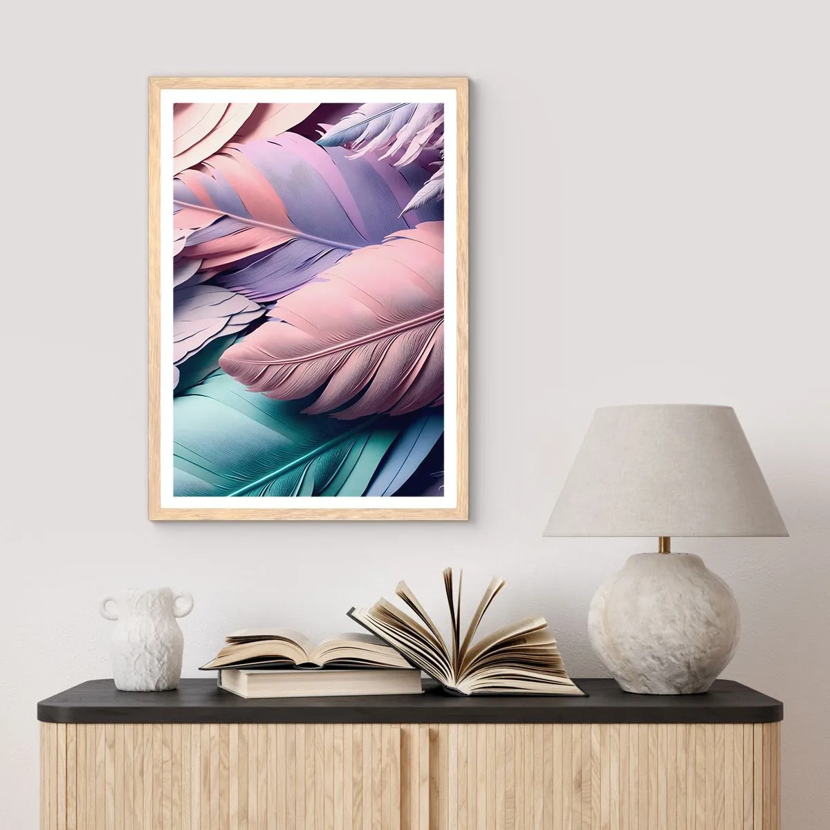 Pôster com moldura de carvalho claro - Pássaro chique - 50x70 cm