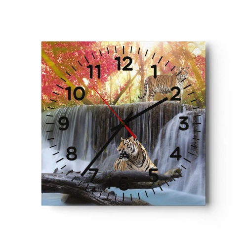 Relógio de parede - Relógio em vidro - Paisagem surrealista    - 40x40 cm