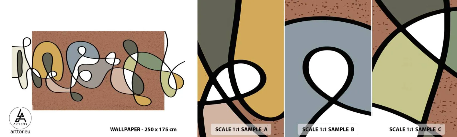 Amostra de Papel de Parede Standard Eco - Abstração que vale a pena sorrir - Moderno, Abstração, Pedaço - 100x30 cm