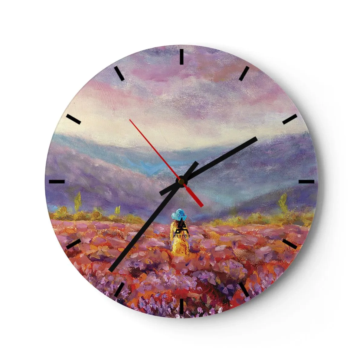 Relógio de parede - Relógio em vidro - No mundo da lavanda - 40x40 cm