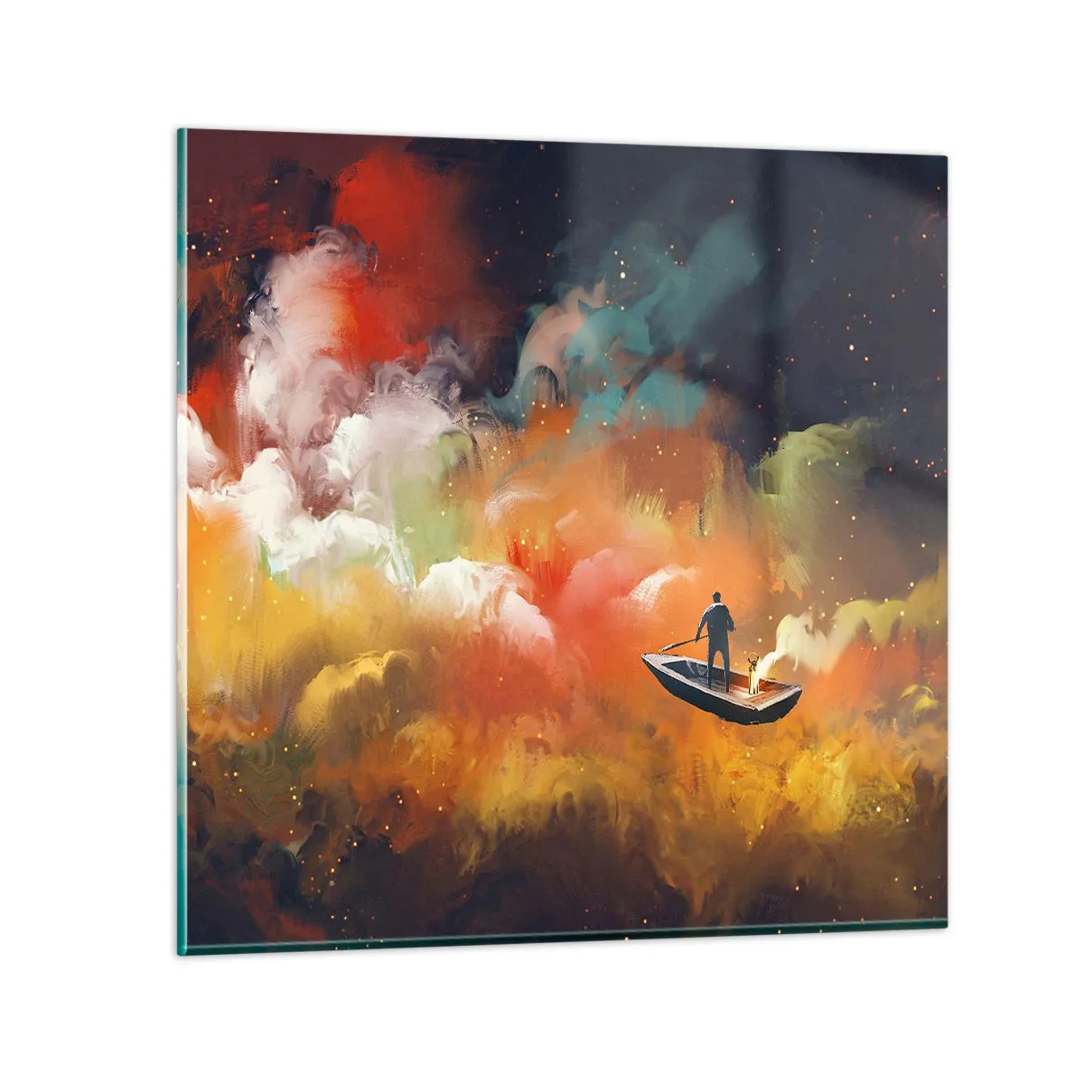 Quadro em vidro - De barco pela galáxia - 30x30 cm