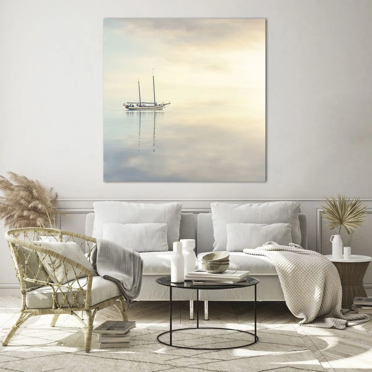 Quadro em vidro - Num mar de silêncio - 40x40 cm