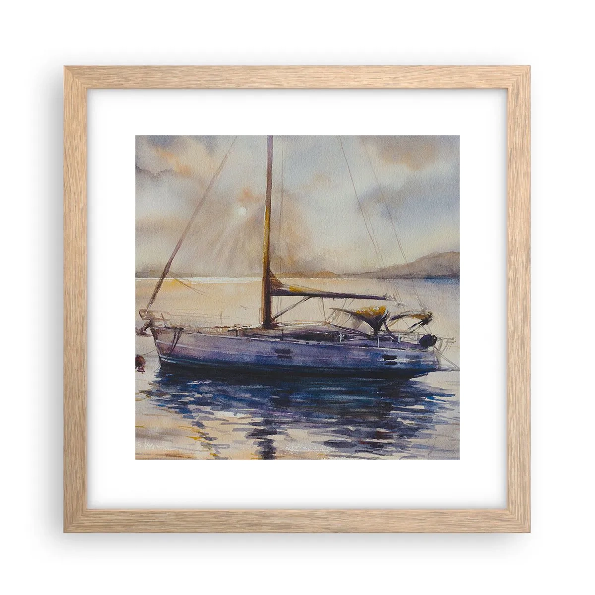 Pôster com moldura de carvalho claro - Noite na baía - 30x30 cm