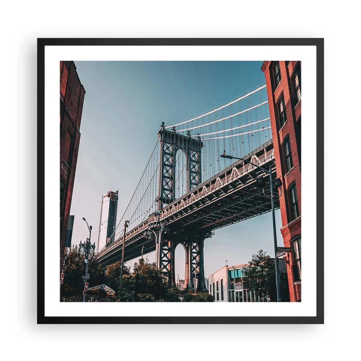 Pôster com moldura preta - Sobre as ondas da cidade - 60x60 cm