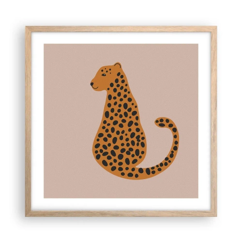 Pôster com moldura de carvalho claro - A estampa de leopardo está na moda - 50x50 cm