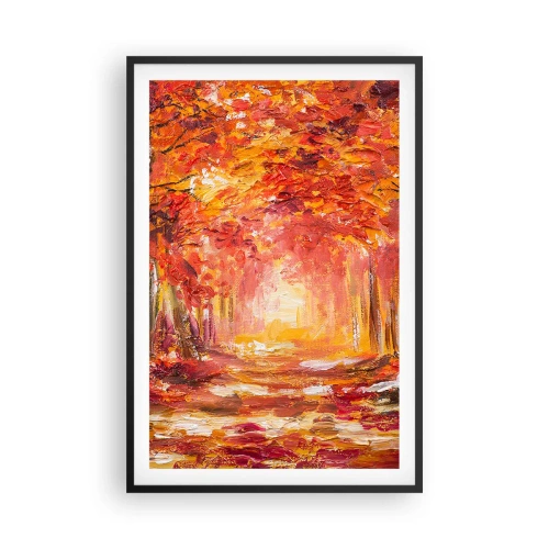 Pôster com moldura preta - Floresta de cobre - 61x91 cm