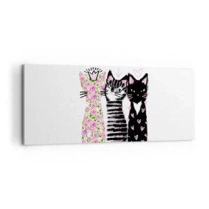 Quadro em tela - Os três gatos - 100x40 cm