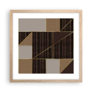 Pôster com moldura de carvalho claro - Mosaico de bronzes e ouro - 40x40 cm